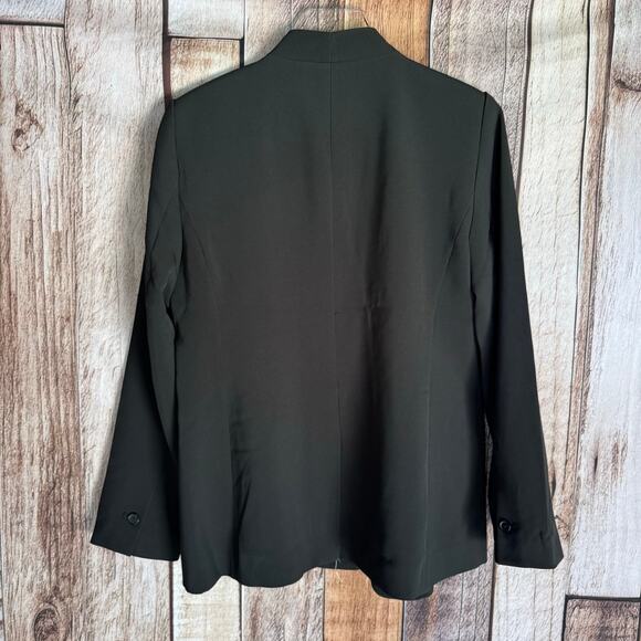 Ann Taylor Blazer The Long Collarless in Fluid Crepe Black NWT Size 10 Work - Picture 2 of 11